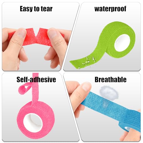 6 Pack 1 Inches Self Adhesive Bandage Wrap Breathable Cohesive Bandage Elastic Tape for Pets, Athletic, Sports, Wrist, Knee, Ankle(5 Yards Per Roll, Light Blue) - color: Light Blue, size: 1 Inch