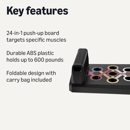 Amazon Basics Push Up Board, Black, 24-in-1 Multi-Position Training System for Upper Body Strength & Muscle Building, Portable Home Gym Equipment