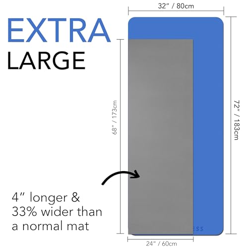 Large Exercise Mat – Extra Thick 10mm Workout Mat (72"x32") – Non-Slip TPE Yoga Mat for Women & Men – Pilates, HIIT, Fitness & Home Gym Mat – Includes Free Carry Bag - color: Blue