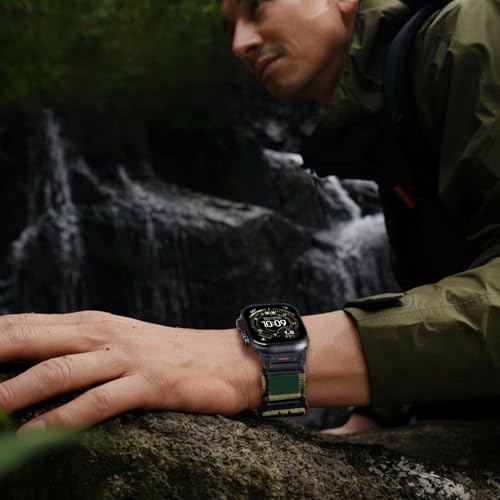 Rugged Nylon Band for Apple Watch Ultra 3/2/1 Series 11 10 9 8 7 6 5 4 SE/3/2/1 for Men,Breathable Stars-Stripes Flag Wristband Workout Athletic Strap for iWatch Ultra Bands 49mm 46mm 45mm 44mm 42mm - color: 08-Green-Leather Flag-Metal adapter, size: 49/4