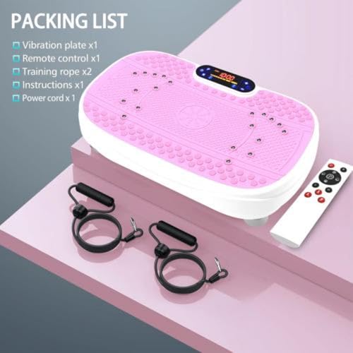 Vibration Plate Exercise Machine,Vibrating Plate for Lymphatic Drainage,Shake Plate for Weight Loss,Full Body Vibration Platform Machines for Women Men Exercise - color: Pinkwhite