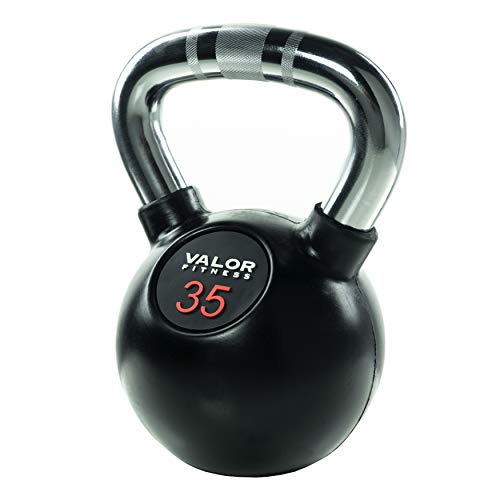 Valor Fitness Chrome Kettlebells – Solid Cast Iron Kettlebell with Chrome Finish, Strength Training Weight for Swings, Squats, Cleans & Home Gym Workouts - size: 35 lb
