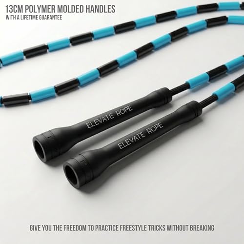 Pro-Grade Beaded Jump Rope for Beginners - color: Black/Blue