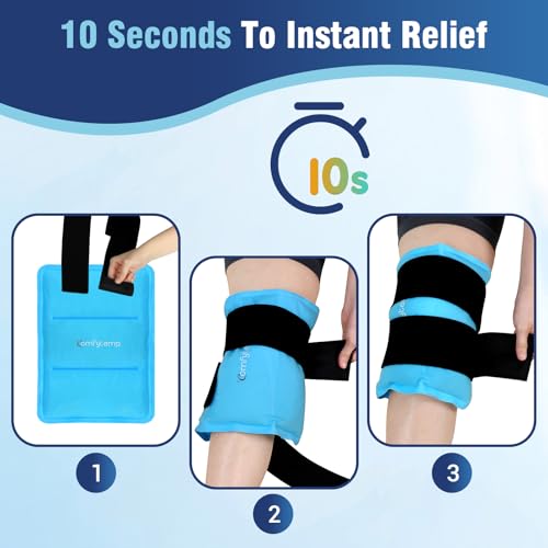 Comfytemp Ice Packs for Injuries Reusable, Large Hot Cold Gel Pack for Shoulder Back Knee Pain Relief, Instant Compress for Arthritis, Swelling, Sprains, Bruises, 2 Adjustable Straps, 10.5"x14.5" - size: 10.5"x14.5"