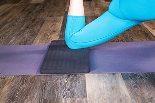 SukhaMat Firm Support Yoga Exercise Knee Pad - Extra-Firm Cushioning, 1" Thick TPE, Ideal for Knees/Elbows/Wrists, Pain Relief, Durable Non-Slip Mat for Exercises - color: Black