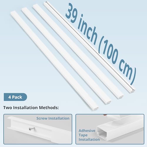 Cord Covers for Wires on Wall Extra-Long, 13.12ft TV Cord Hider Kit, Paintable Cable Management Concealer, TV Wire Hider for Wall, White Cable Raceway Channel, 4 x L39in x W0.95in x H0.55in - color: White, size: W0.95in X H0.55in X L13.12ft