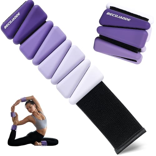BECOJADDE Ankle Weights for Women Wrist Weights Set of 2 (1 lb/2 lb Each) Adjustable Arm Leg Weight for Womens Men Suitable for Walking Swimming Running Pilates Yoga Gym - color: Gradient Purple, size: 2lb Pair (1lb Each)