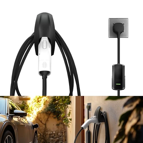SEVEN SPARTA Charging Cable Holder with Chassis Bracket Compatible with J1772 EVs Charger Cable Organizer Car Accessories Wall Connector, Patent Approved (Black for J1772 EVs) - color: Black for J1772 EVs