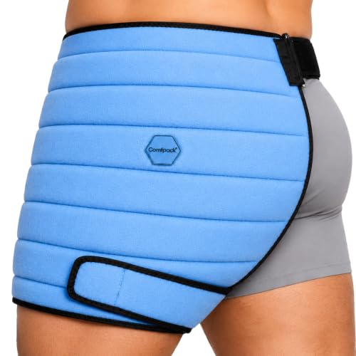 Comfpack Hip Ice Pack Wrap, 2 Hours Long Lasting Cold for Hip Replacement Surgery, Flexible & Evenly Cooling Reusable Ice Pack for Injuries, Sciatica, Bursitis, Hip Flexor Pain, Gift for Men Women(L) - size: Large
