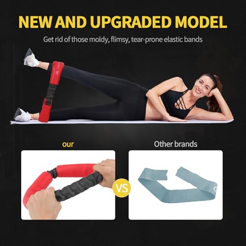 Hip and Core Resistance Loop Bands for Glute Workouts and Stretching | Resistance loop system designed for hip, core, and glute stretching, fitness, and workout routines - color: Red - 40 lbs