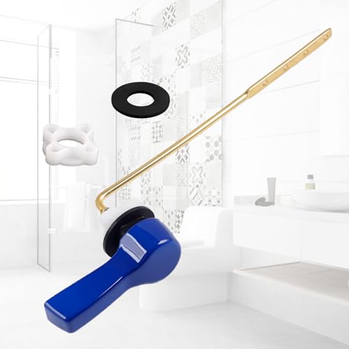 Hibbent Universal Metal Front Mount Toilet Handle Replacement Kit, Blue | Toilet Bowl Flush Handle with Solid Brass Toilet Flush Tank Lever, Stainless Steel Flapper Chains for Most Toilet Tanks - color: Blue, style: Upgraded Front Mount