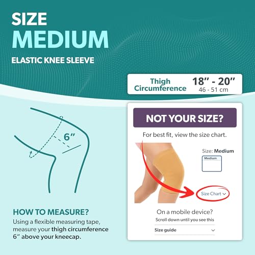 BraceAbility Elastic Slip-on Knee Sleeve | Flexible Fabric Knee Pain Compression Bandage for Stretchy, Lightweight & Comfortable Support - size: Medium
