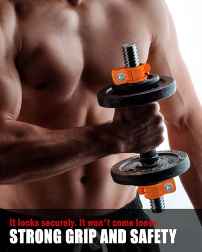 Mini Barbell Clips 1 inch I Multi-Size Adjustable Barbell Collar I 1 inch Barbell ClampsIQuick Release Weight Clips Pair of Locking for Dumbbell Bar - color: Orange