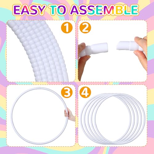 Shappy 6 Pcs Exercise Hoop Detachable Adjustable Plastic Toy Playground Toys Colored Hoop Circles for Teens Games Gymnastics Dog Agility Equipment Party Decor - color: White, size: 20 Inch