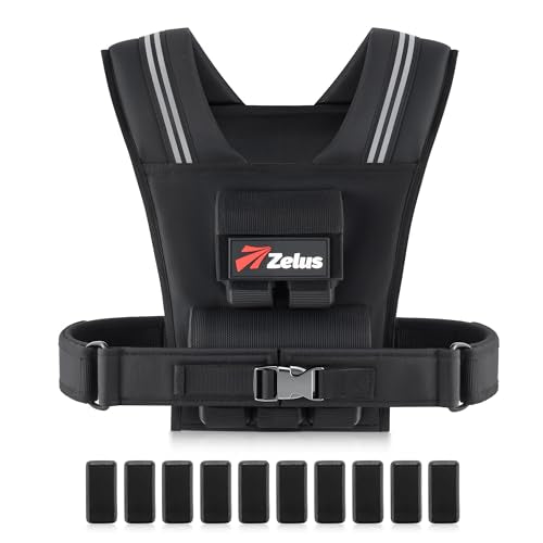 ZELUS Weighted Vest Men, 23lbs/36lbs/45lbs Adjustable Weight Vest with 10/16/20 removable Iron Weights and Reflective Strips, No-Bounce Design for Strength Training, Running, HIIT & Calisthenics - size: 23LB