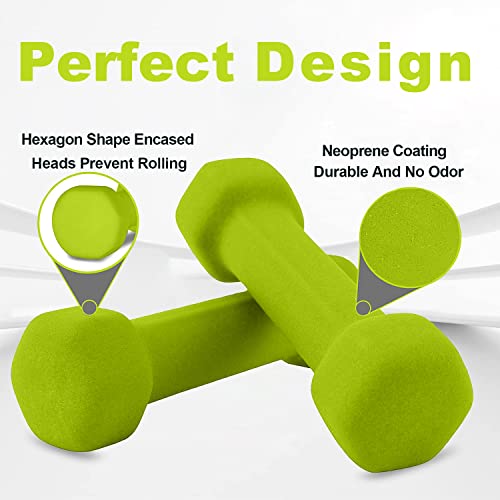Saorzon Dumbbells Set of 2 Exercise Fitness Dumbbell for Home Gym Free Weights Hand Hex Dumb Bells - color: Green, style: 1 Pounds,Pair