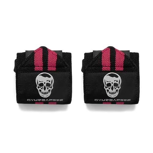 Gymreapers Weightlifting Wrist Wraps (IPF Approved) Professional Quality Wrist Support with Heavy Duty Thumb Loop - Best Wrap for Powerlifting Competition, Strength Training, Bodybuilding - color: Pink