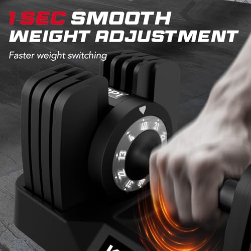 Keppi Adjustable Dumbbells Set-25lb/40lb/55lb/60lb, Anti-Slip Metal Fast Adjust Weight Handle, Exercise & Fitness for Full Body Workout - Adjustable Dumbbell Series - style: 40LB-Pair