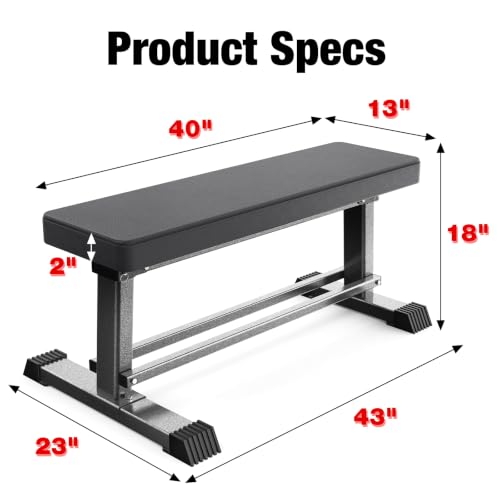 FITK360 Flat Weight Bench, 1500LBS Heavy Solid Build & High Stability Workout Bench for Men Women, Multi-Purpose Exercise Bench for Weight Lifting Core Full Body Training, Black Home Gym Equipment
