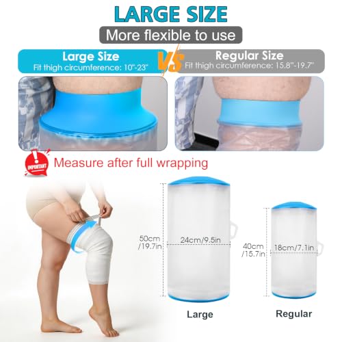 Asunby Large Size Adult Knee Shower Protector. Waterproof Knee Covers for Showering/Bath Bandage And Cast Sleeve After Surgery,Elastic Opening Makes It Easily Pull On And Off In A Non-Painful Way. - size: Adult Knee-L