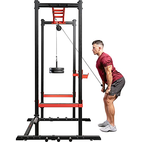 Sunny Health & Fitness Power Cage Squat Rack Attachments for Home Gym | Strength Training, Expanded Workout Variety, Durable Construction, Secure Fit, Quick Installation, Versatile Exercise Support - style: LAT Pull Down