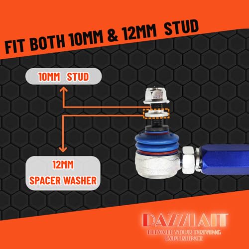 200mm-250mm Universal Adjustable Sway Bar End Links | M10 Stud with 12 mm Spacer Washer | Adjustable Sway Bar Links - size: 200MM-250MM
