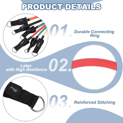 PATIKIL Resistance Tube Bands, 30 lbs Stackable Single Resistance Band Exercise Band Stretch Band for Working Out Man Home, Red