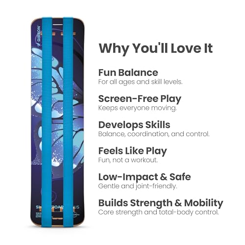 GIBBON SlackBoard, Balance Board Kids & Adults, Slackline Balance Trainer | 1 & 2 Line Options, Slack Board, Core Workout Equipment, Home Gym Training, Standing Desk Exercise, Yoga, Agility, Pilates - color: Butterfly Plus - 2 Line