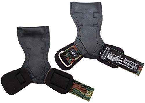 Lifting Grips PRO Weight Gloves Heavy Duty Barbell Gymnastics Straps Alternative to Power Hooks Deadlifts Adjustable Neoprene Padded Wrist Wrap - color: CamoBlckRber54, size: Large 7.50"-8.50" Wrist Size