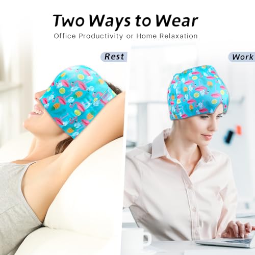 Migraine Relief Cap & Neck Ice Pack Wrap Set, Headache Relief Cap & Cervical Ice Pack, Hot and Cold Therapy for Headache, Neck & Shoulder Pain, Tension & Stress Relief, Post-Surgery Recovery