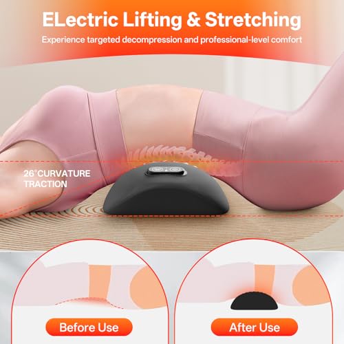 Triple Fusion Back Massager with Heat, Vibration & Air Traction, 3-in-1 Electric Lumbar Support Pillow for Lower Back Pain Relief, Spinal Decompression Device for Bed, Office Chair, Couch and Recliner - color: Gray