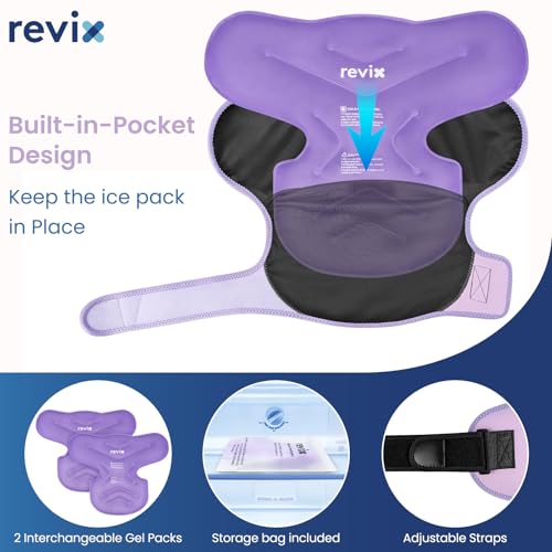 REVIX Shoulder Ice Pack Wrap & Brace for Rotator Cuff & Arm, 2 Gel Packs | Reusable Gel Shoulder Brace for Surgery Recovery, Rotator Cuff & Muscle Relief, for Men & Women, Purple - size: Medium, style: Purple, 2 Gel Packs+1 Shoulder Brace