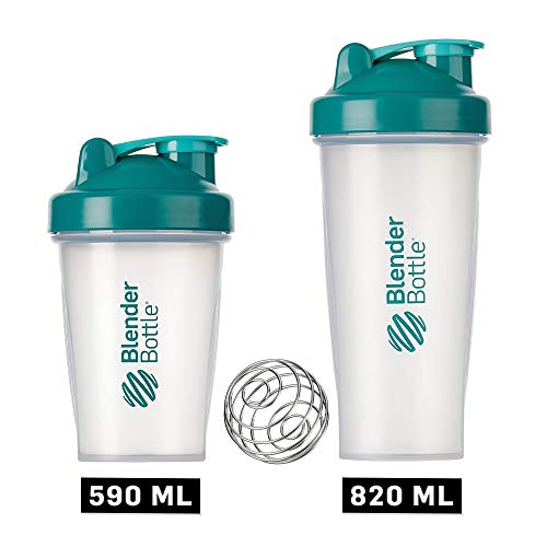BlenderBottle Classic Shaker cup/Diet Shaker/Protein Shaker with Blenderball / 590ml - clear teal