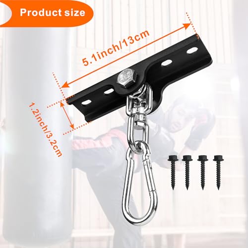 Heavy Punching Boxing Bag Hanger, Wall Ceiling Heavy Bag Mount Wood Beam Hook, Heavy Bag Hangers Brackets 360° Rotating for Boxing Muay Thai Training, Aerial Yoga Swing & Hammock