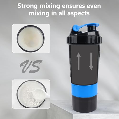 XTK 16OZ Bottle, Shaker Water Bottle with Protein Powder Storage, Mix Ball, Leak Proof for Fitness and Sports Activities, BPA Free - color: BLUE