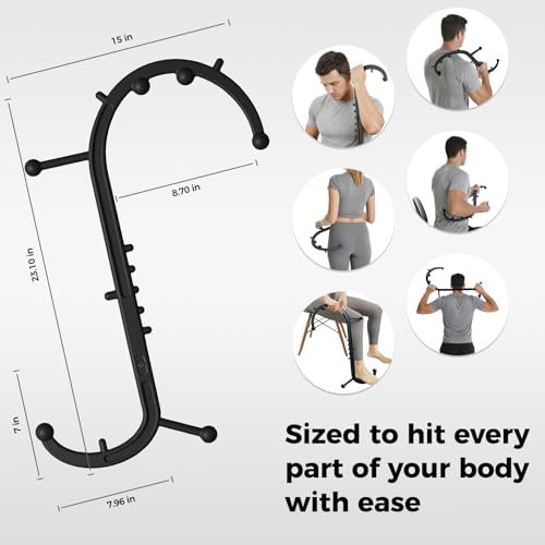Detachable Trigger Point Massage Tool for Body Muscle Pain Relief | Button-Release Design, S/C, Massage Hook for Back, Neck & Shoulder, Pressure Point Therapy Tool for Deep Tissue Relief - color: Black, size: Medium