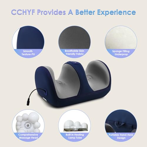 Foot Massager with Heat, Electric Foot and Calf Massager with Roller, Deep Tissue Massage for Plantar Fasciitis, Neuropathy & Pain Relief, Gifts for Women & Men(Blue) - color: Royal Blue