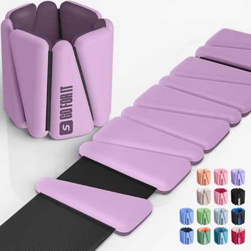 SPORTBIT Wrist and Ankle Weights for Women - Set of 2 (1lb Each) Wearable Ankle & Wrist Weights - Leg & Arm Bands, Silicone Weighted Bracelets for Workout, Walking, Running, Yoga, Pilates - color: Dark Purple
