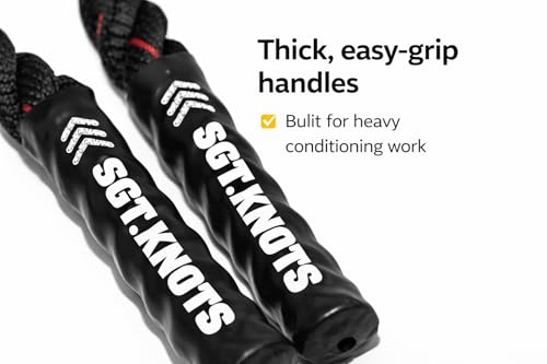 Weighted Battle Jump Rope, 10 FT Twisted Training Rope w/Thick Easy-Grip Handles, Full-Body Cardio + Strength Conditioning Rope (Choose 3 lb / 6 lb / 10 lb) - size: 1" x 10ft