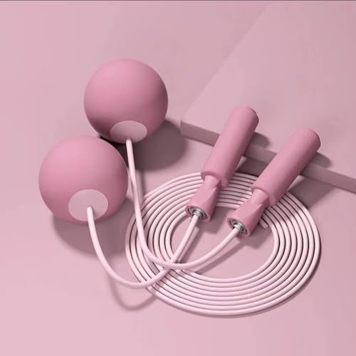 Weighted Jump Rope Without Rope Skipping Rope No Line Speed Rope Cordless For Fitness Workout Anywhere Ropeless Bod Rope for Exercise Training Beachbody Build - color: Big Ball+Long Rope Pink