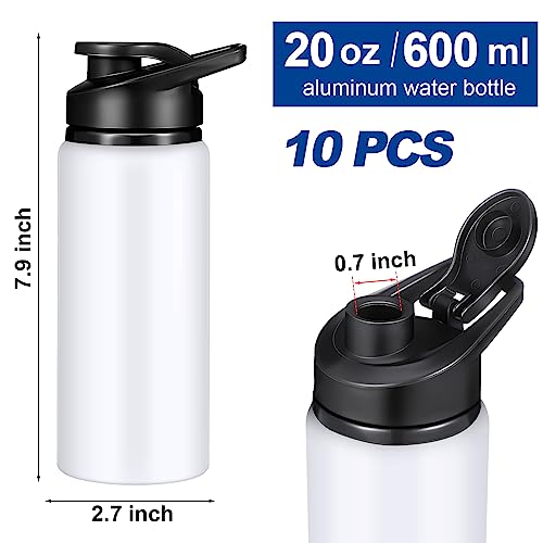 CHENGU Water Bottle Bulk 20 oz Aluminum Reusable Bottles Lightweight Snap Lid Water Cups Easy Carry Leak Proof Travel Tumbler for Gym Sports Camping Hiking Fishing - color: White