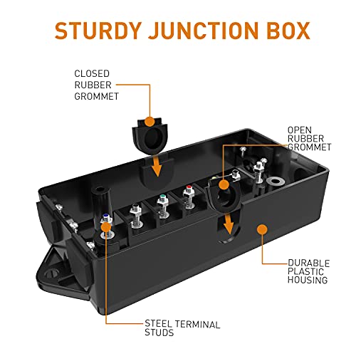 Nilight - 50048R 7 Way Electrical Trailer Junction Box 7 Gang Trailer Wire Connector Junction Box Weatherproof for Rewiring Camper RV Caravans Boat 7 Pole Cable Connection Box,2 Years Warranty - color: Junction Box