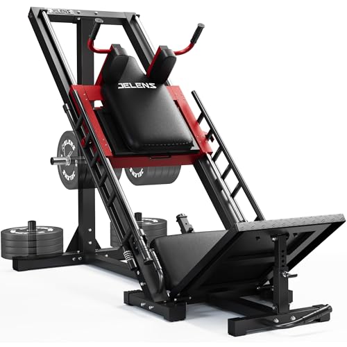 JELENS Leg Press Hack Squat Machine, Leg Machine for Home Gym with Linear Bearing, L11 Professional Adjustable Leg Exercise Machine, Lower Body Workout - color: Red, size: L11
