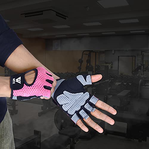 WESTWOOD FOX Weight Lifting Gloves for Men Women Gym Gloves with Wrist Wrap Support for Workout Training Exercise Fitness Hanging, Pull ups for Dumbbell, Cycling - color: Pink Without Wrist Support, size: Medium