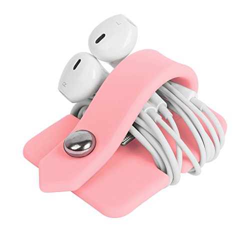 Silicone Earphone Organizer Earphone Wrap Winder Headphone Cord Organizer Wrap Winder Manager/Cable Winder(Pink, 1 Piece) - color: Pink