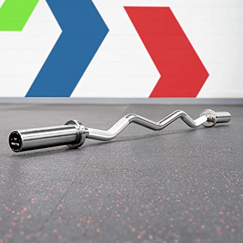 METIS EZ Curl Bar - Tricep Bar for Arm Weights Exercises | Weight Bars For Lifting | Bicep Curl Bar | Strength Training Equipment | EZ Weight Bar - style: + 11lb Weight Plates [Pair]