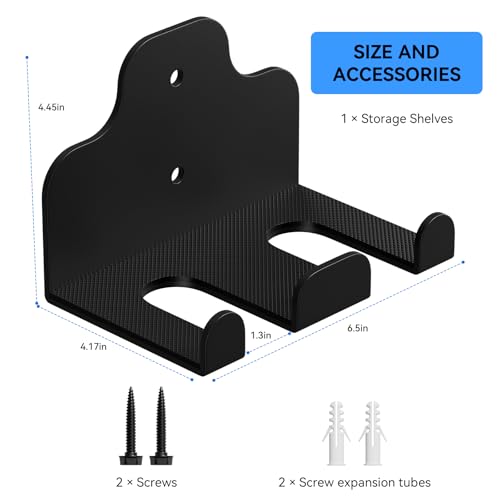 Barbell Wall Holder,Olympic Hanger,Garage Gym Bar Wall Rack,Vertical Barbell Mount Rack,Space Saving Commercial or Home Gym Accessory,Holds Under 33mm Bar Size - color: Black 2 hooks