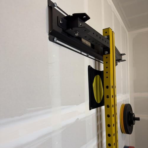 Fitvids Pro Series 2.35” x 2.35” Steel Folding Wall Mounted Power Rack Cage with Attachment Accessories - J Hooks and Height Adjustable Pull Up Bar