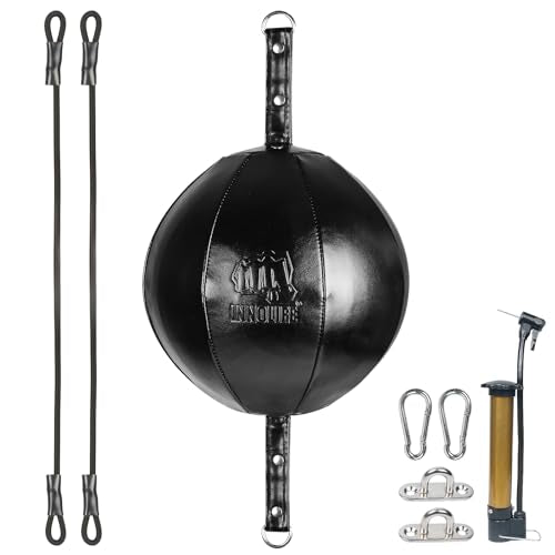 InnoLife Double End Punching Ball Striking Punching Bag Kit, Speed Striking Reflex Kit with Bungee Cords Perfect for Reaction, Agility, and Hand Eye Coordination Training - color: Black
