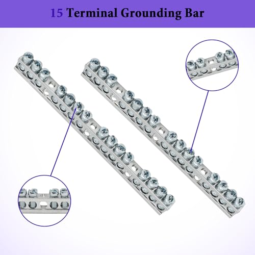 Ground Bar Kit for Square D 2 Pack | 15 Terminal Grounding Bar Compatible with Schneider Electric Load Centers - size: 15 Terminal